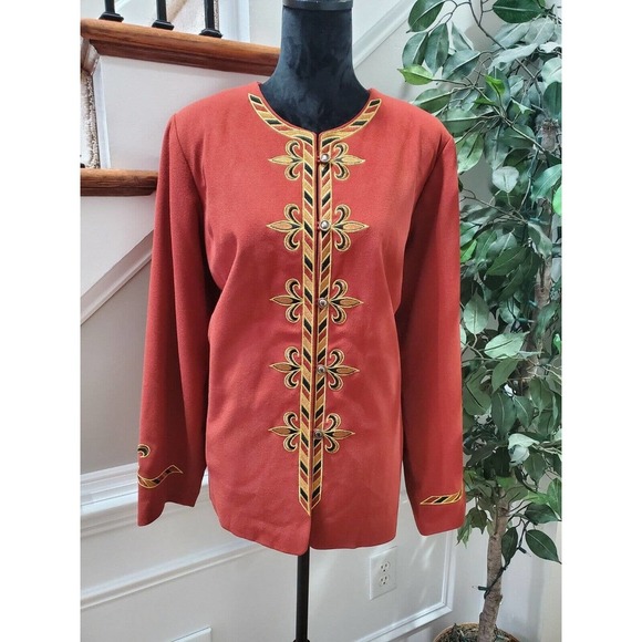 VTG Bob Mackie Solid Polyester Long Sleeve Buttons Front Jacket Blazer Size 1X - Picture 11 of 11